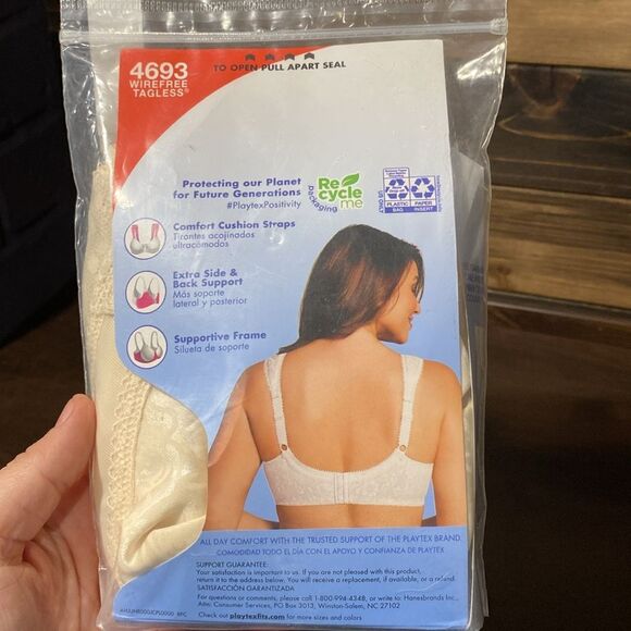 Playtex 18 Hour Natural Beige Ultimate Shoulder Comfort Bra Size 44C New - Picture 3 of 3